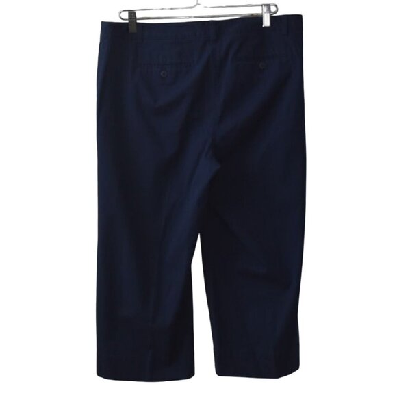 Talbots The Deck Pant Womens 14P Navy Blue Wide Leg Capri Cotton - Picture 2 of 6